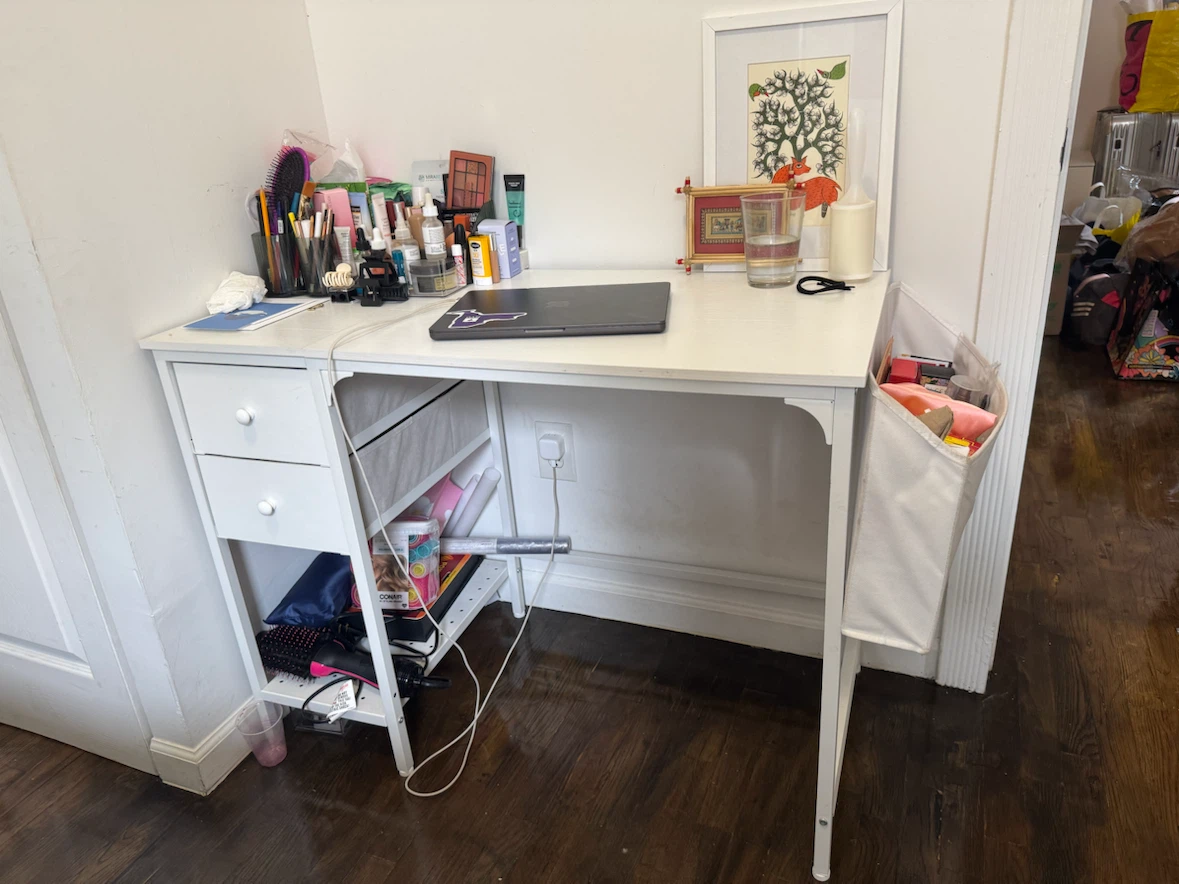 White Study Desk with Storage - photo 3