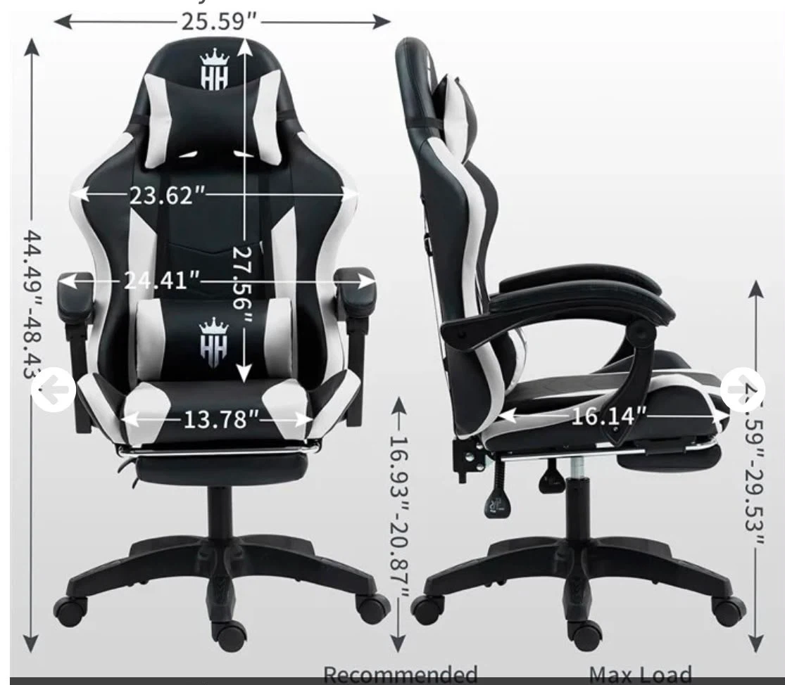 Gaming Chair Black White