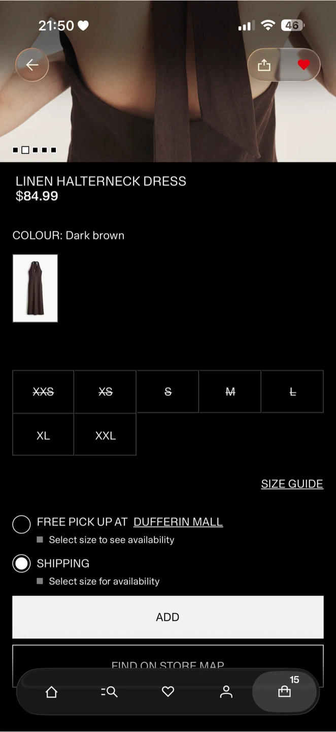 100% H&M Linen Halterneck Dress - Dark Brown L - photo 4