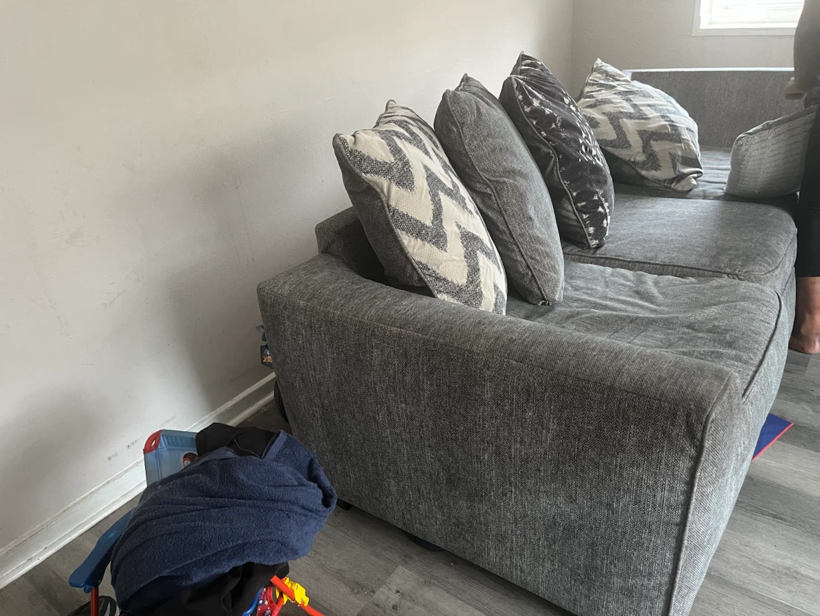 Gray Sectional Sofa with Pillows - photo 2