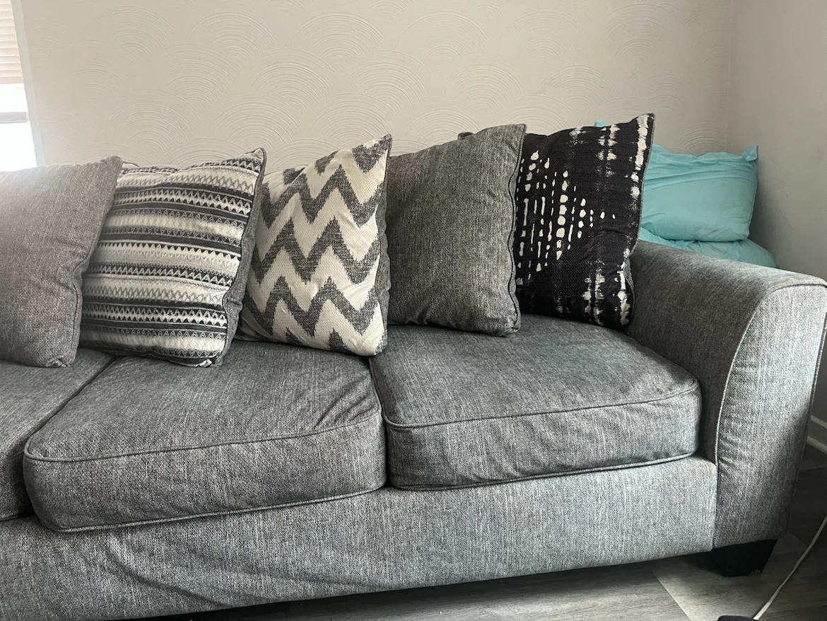 Gray Sectional Sofa with Pillows - photo 3