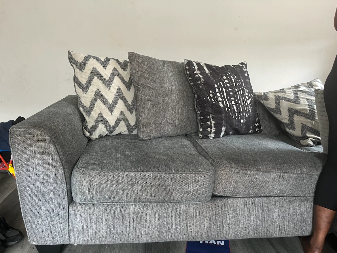 Gray Sectional Sofa with Pillows - photo 4