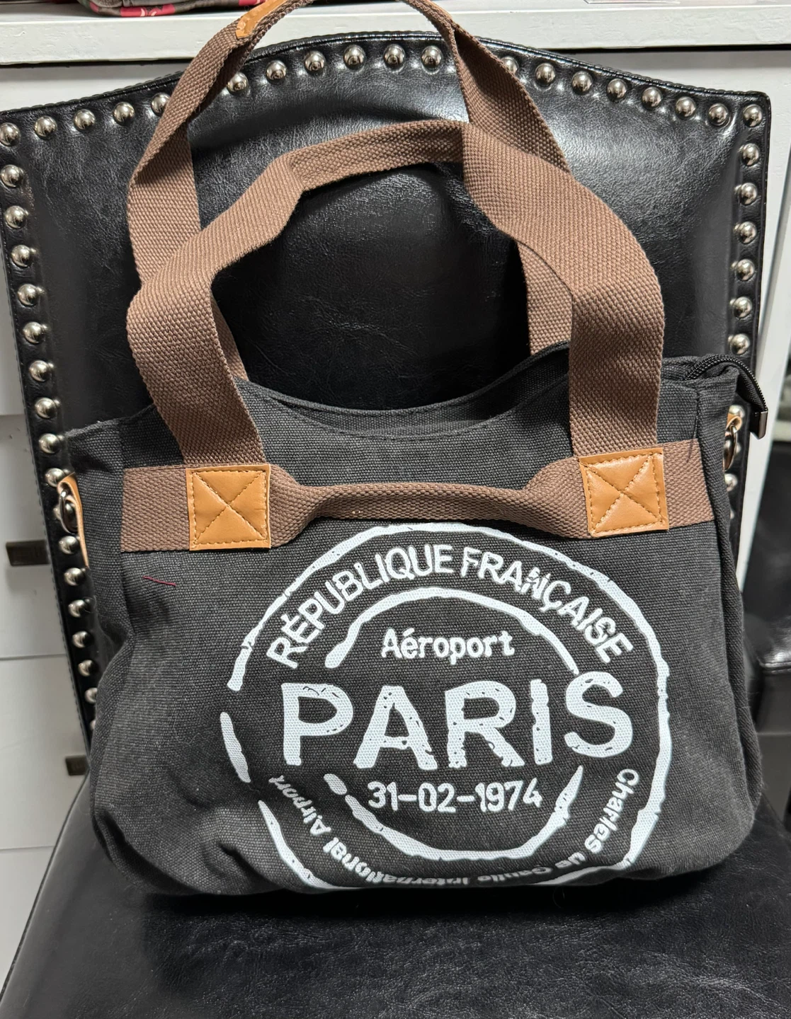 Canvas Paris Tote Bag with Shoulder Strap