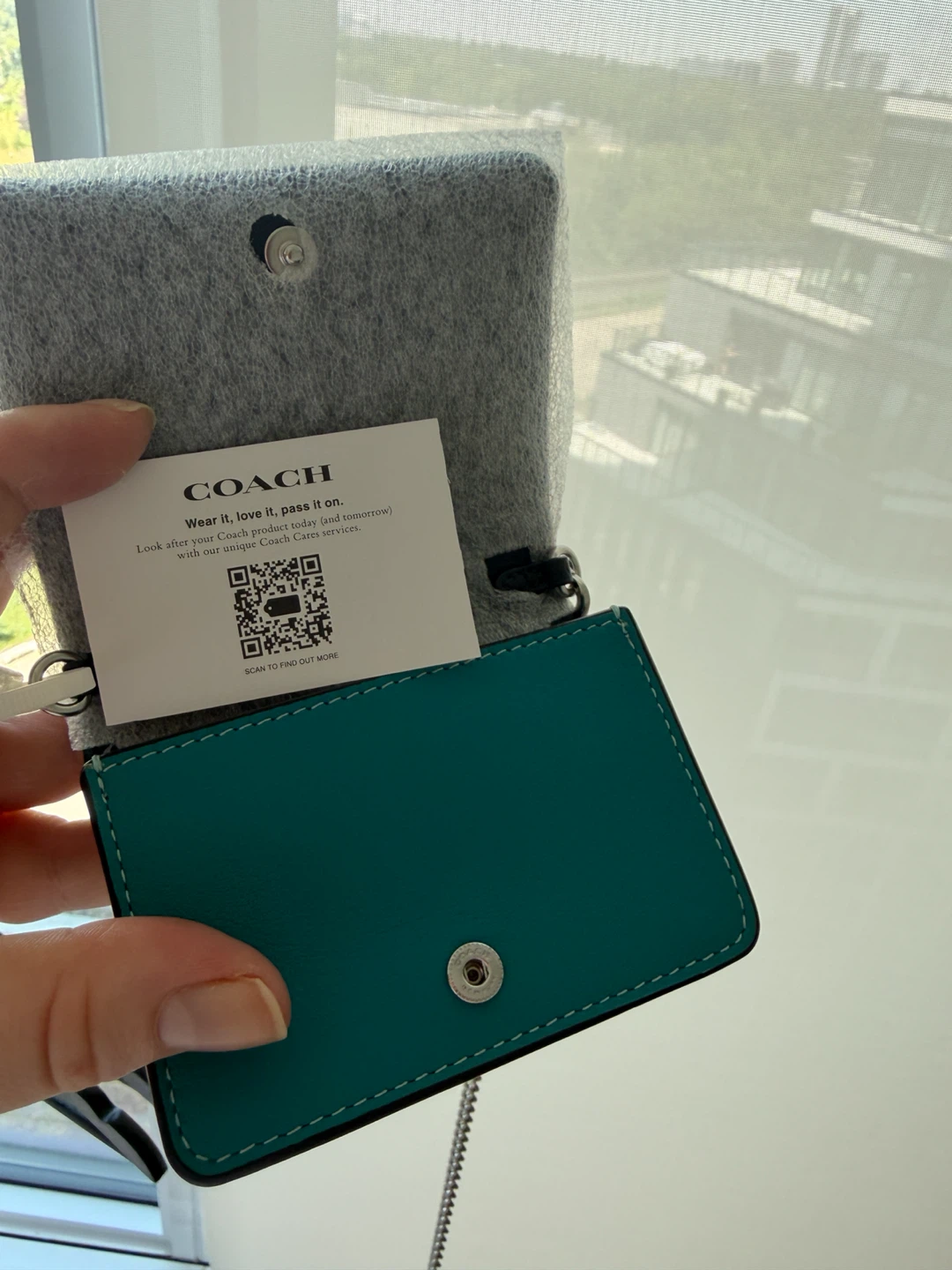 Coach Quilted Chain Wallet - Teal