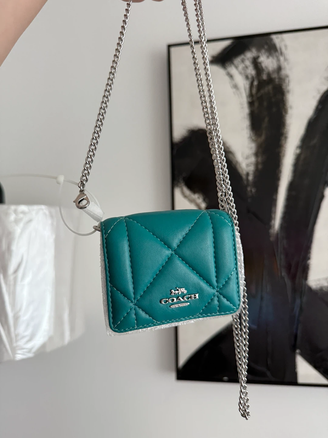 Coach Quilted Chain Wallet - Teal - photo 3