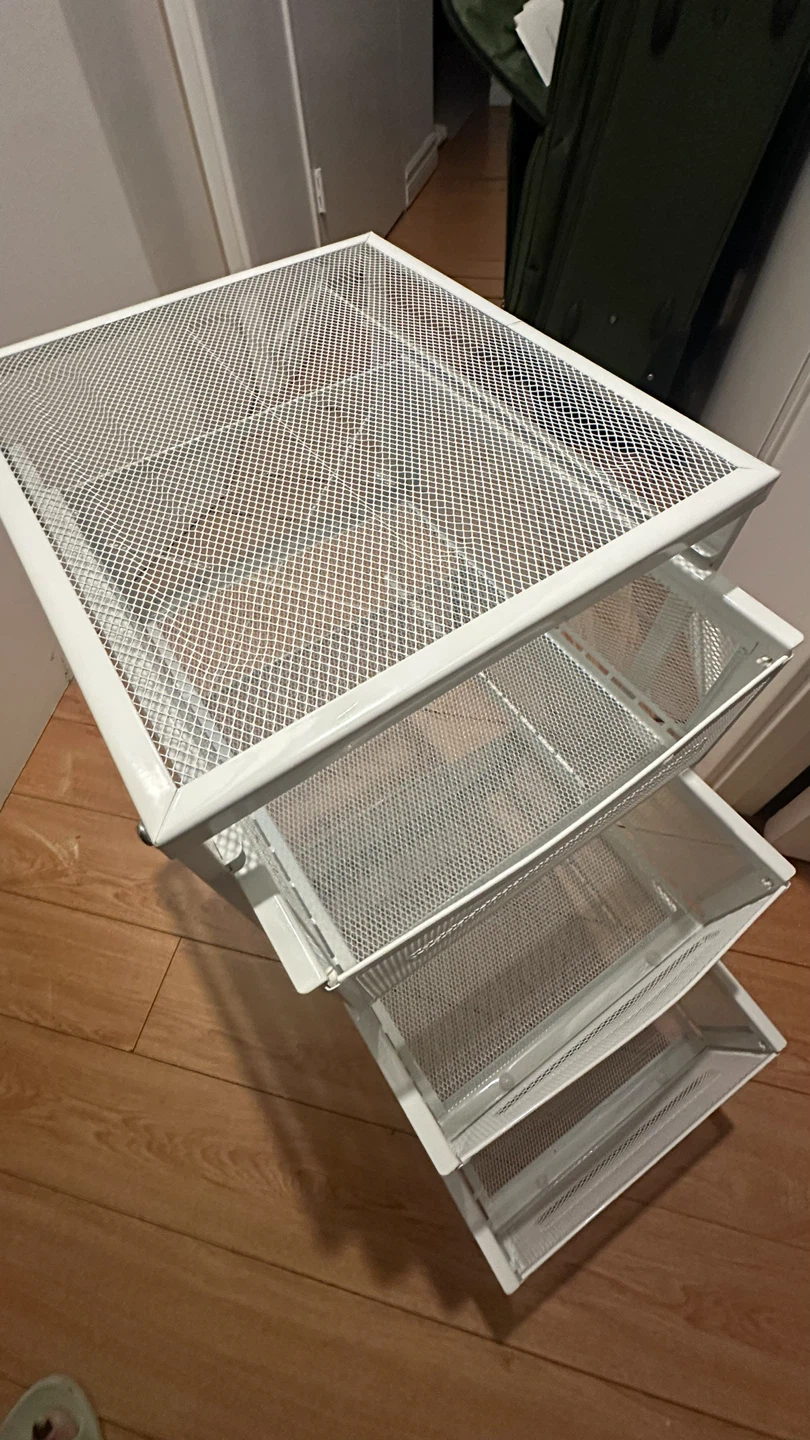 White 3-Drawer Mesh Rolling Cart