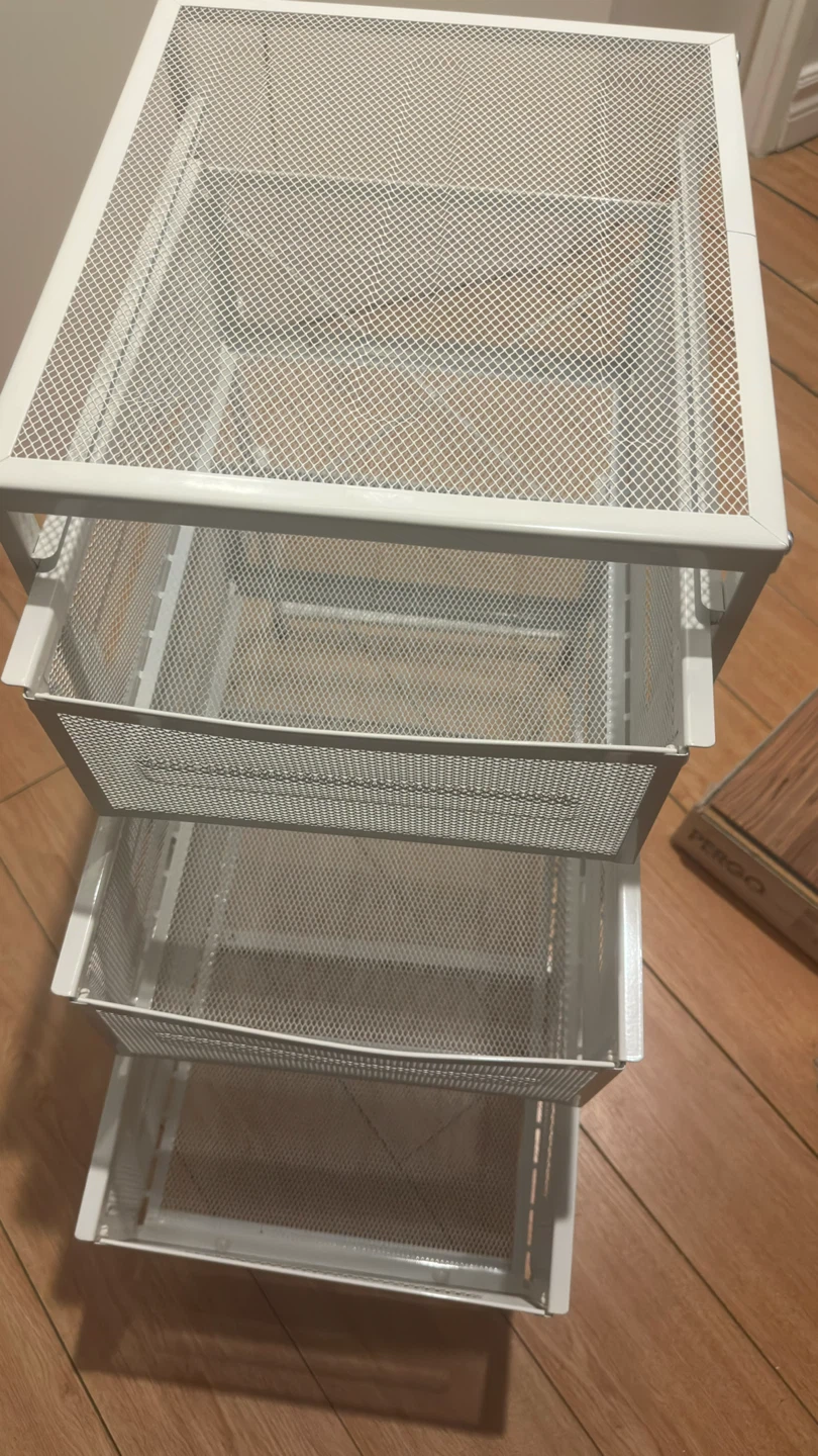 White 3-Drawer Mesh Rolling Cart - photo 2