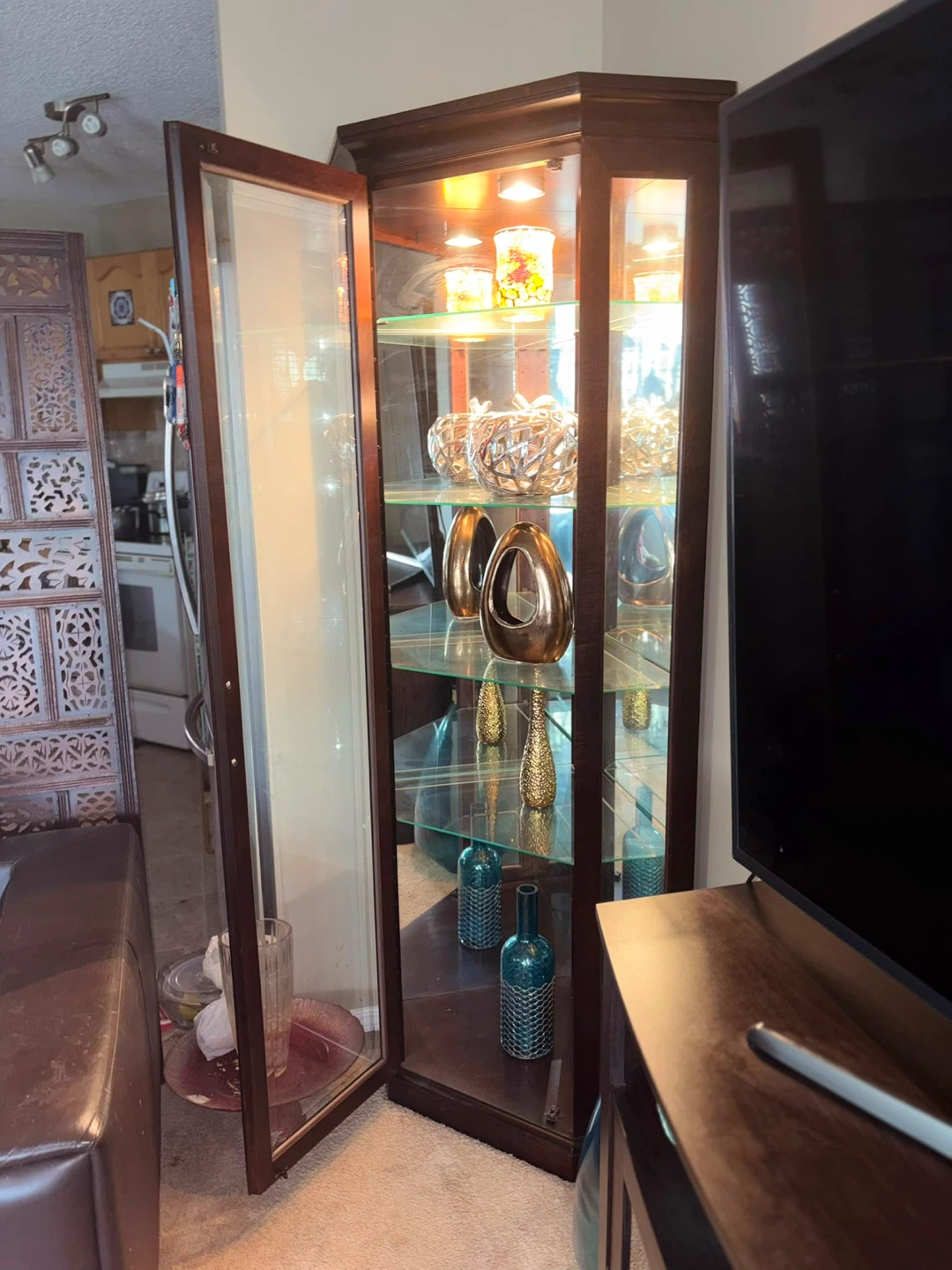 Corner Curio Cabinet with Glass Shelves - photo 2