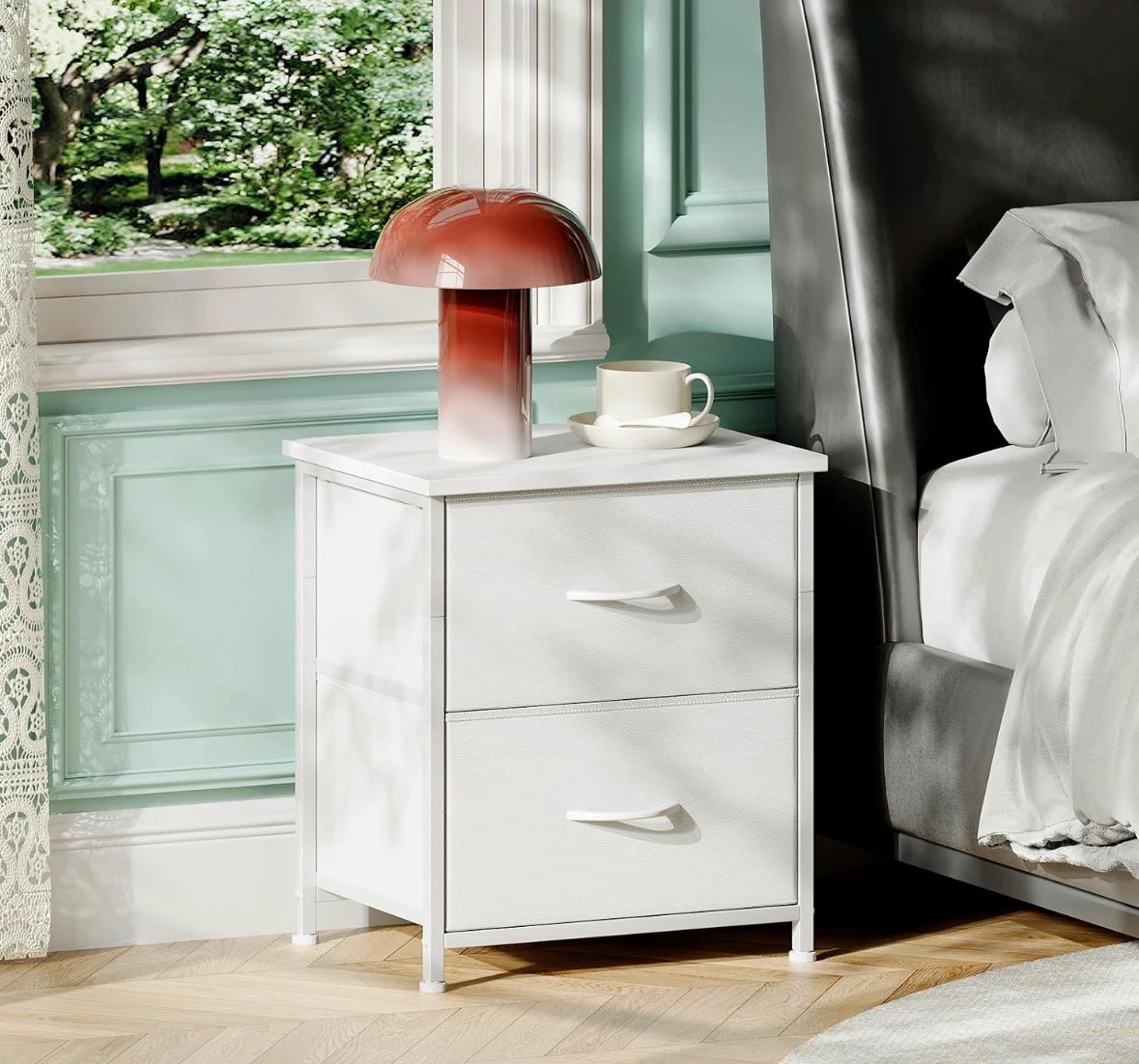 White 2-Drawer Nightstand