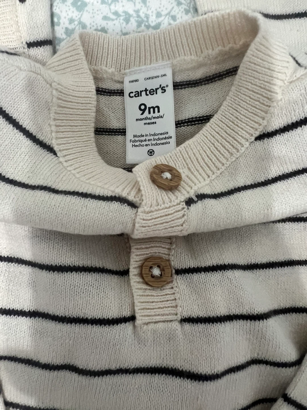 Carter's Striped Knit Baby Romper 9m - photo 3