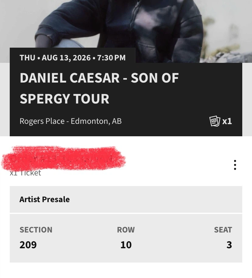 3 Daniel Caesar tickets  - Son of Spergy tour