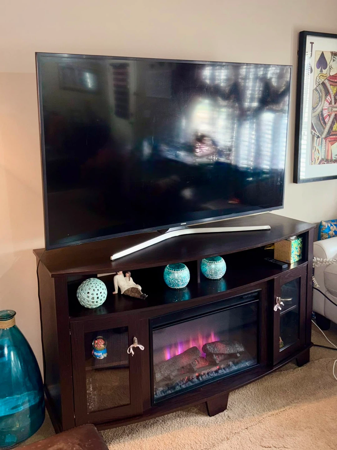 Dark Brown Electric Fireplace TV Stand - photo 2