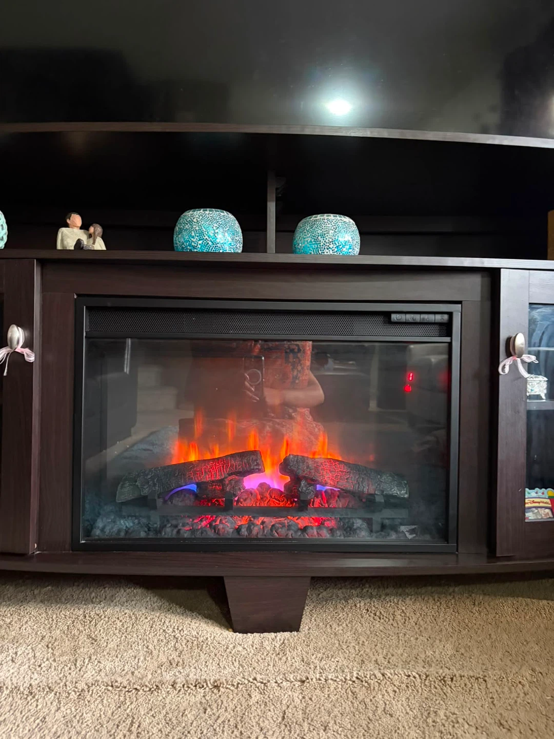 Dark Brown Electric Fireplace TV Stand - photo 3