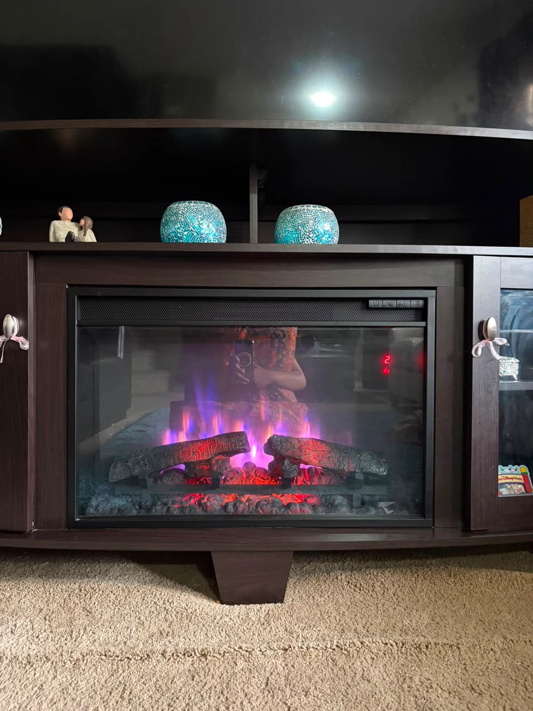 Dark Brown Electric Fireplace TV Stand - photo 4