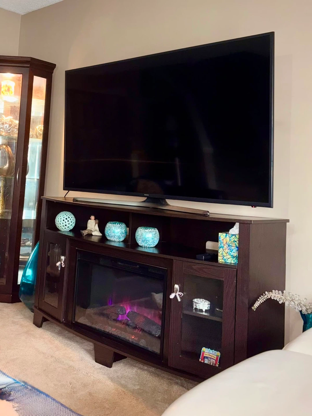 Dark Brown Electric Fireplace TV Stand - photo 5