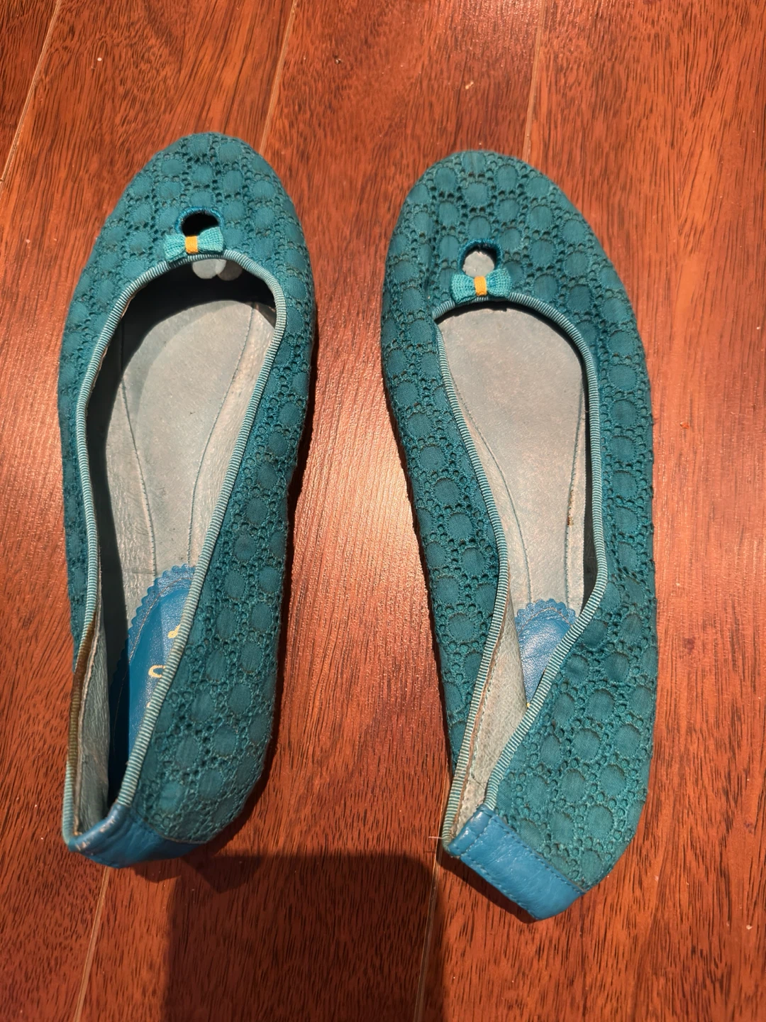 Maloles Teal Lace Ballet Flats Size 40