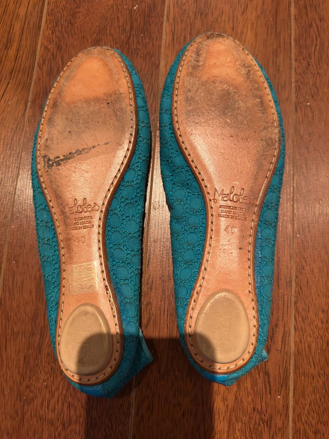 Maloles Teal Lace Ballet Flats Size 40 - photo 2