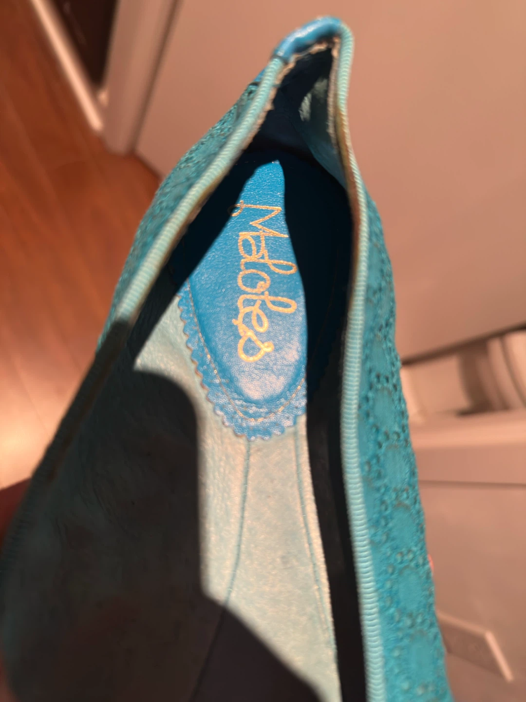 Maloles Teal Lace Ballet Flats Size 40 - photo 3