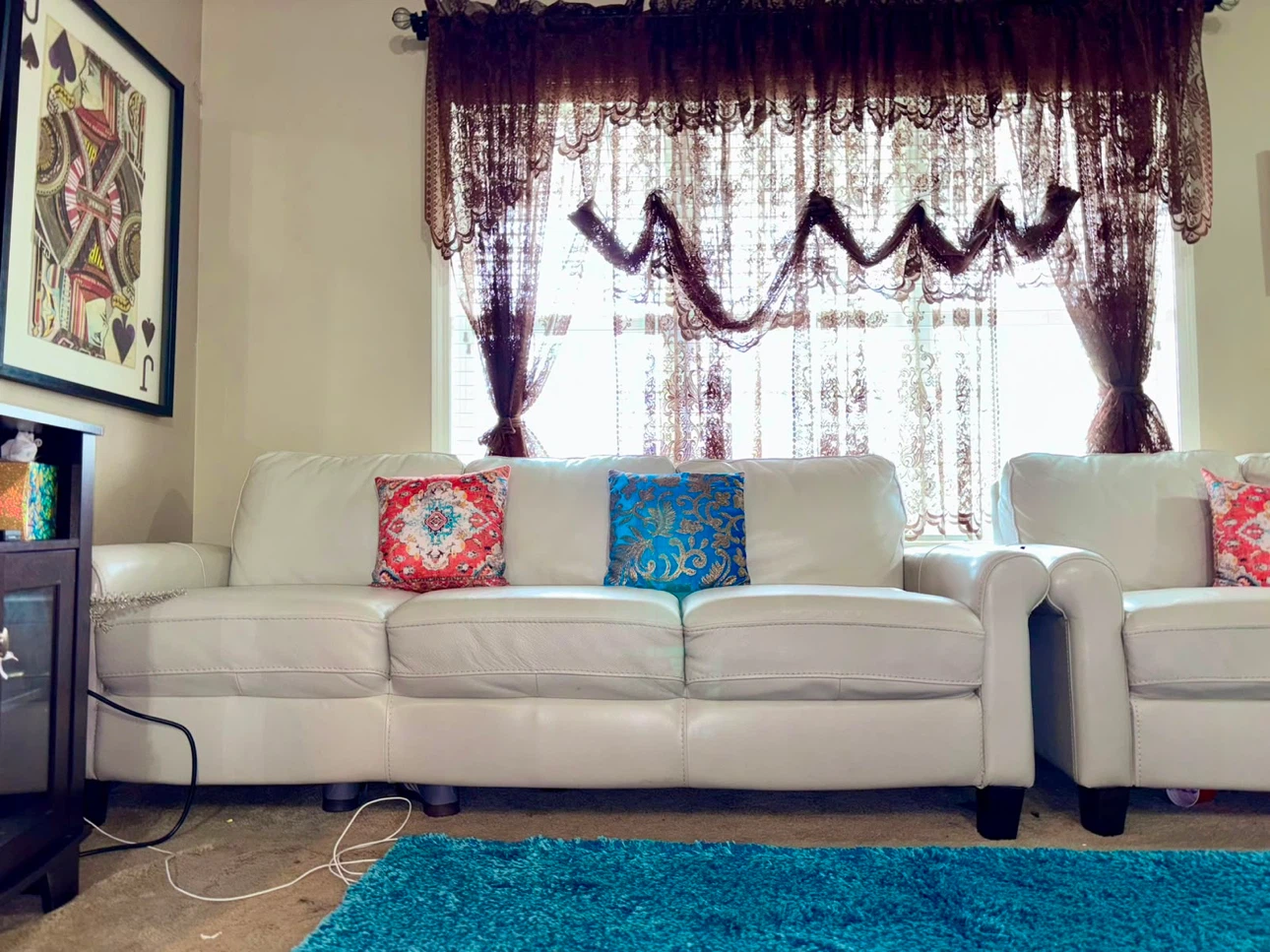 Off White Leather Sofa from Sofaland