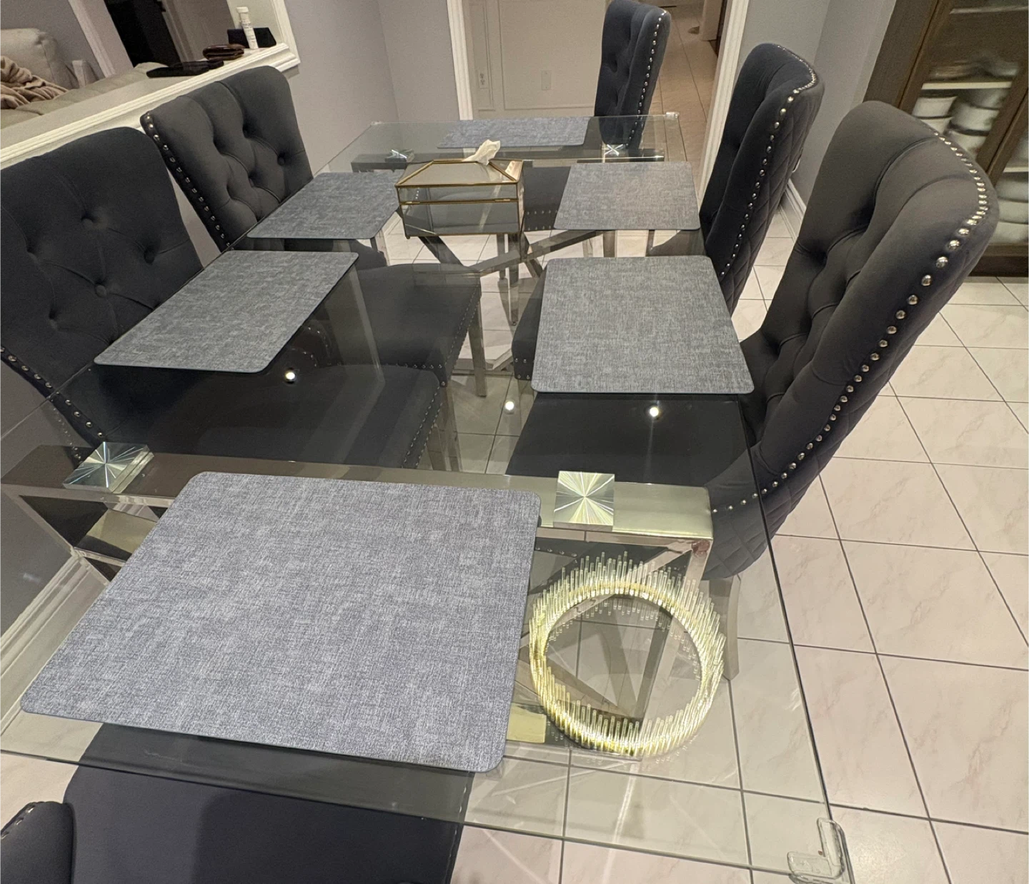 Glass Dining Table with 6 Chairs,  very modernized - photo 5