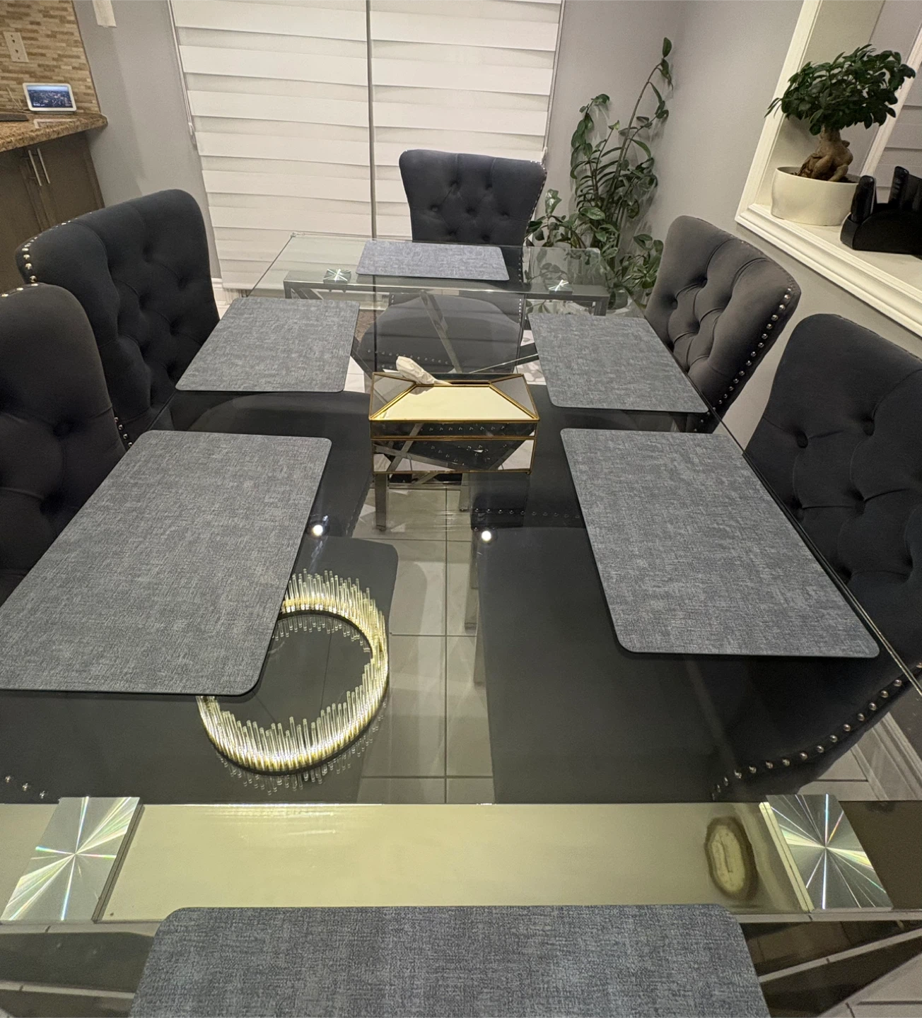 Glass Dining Table with 6 Chairs,  very modernized - photo 3