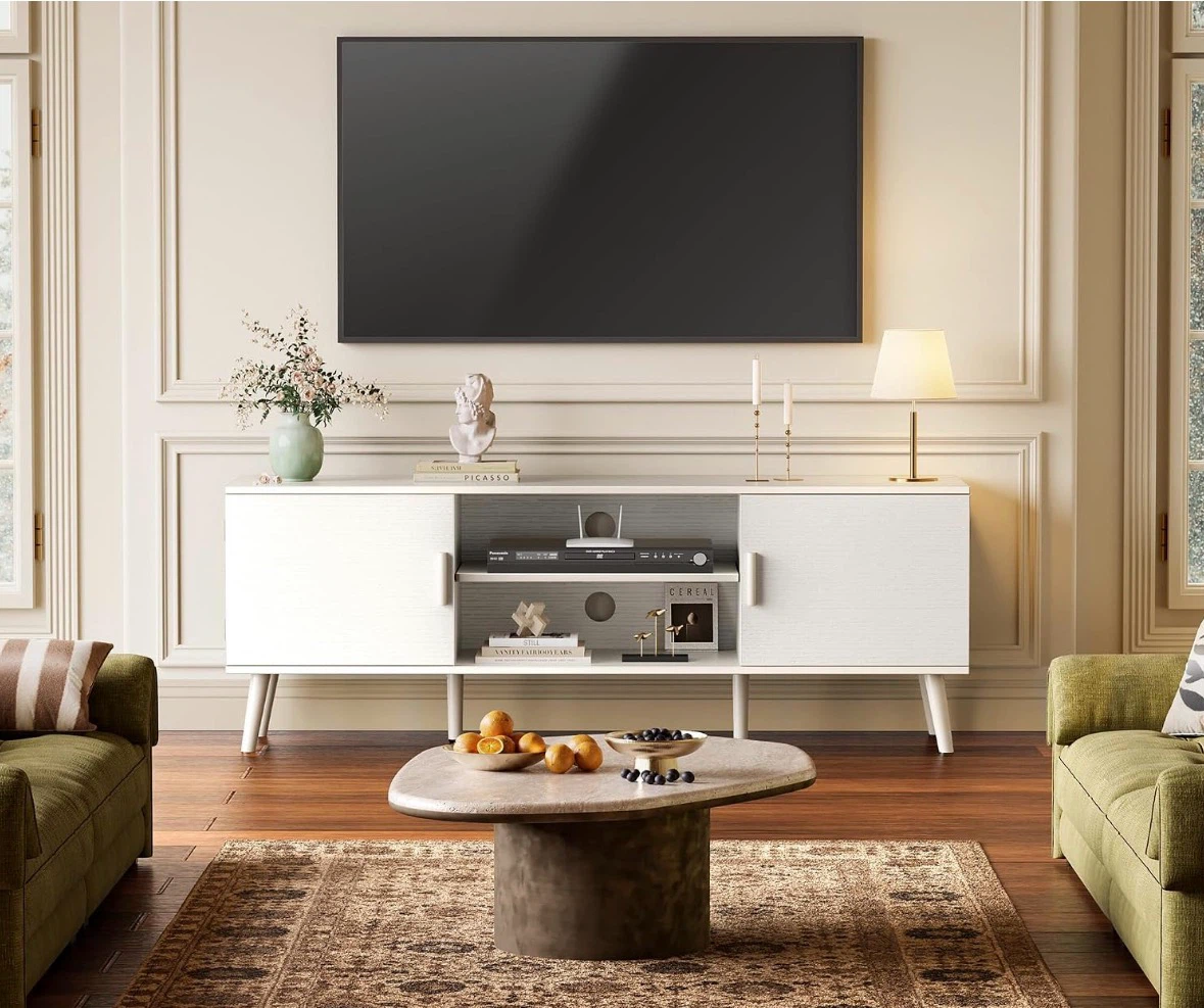 White TV Stand with Storage - photo 3
