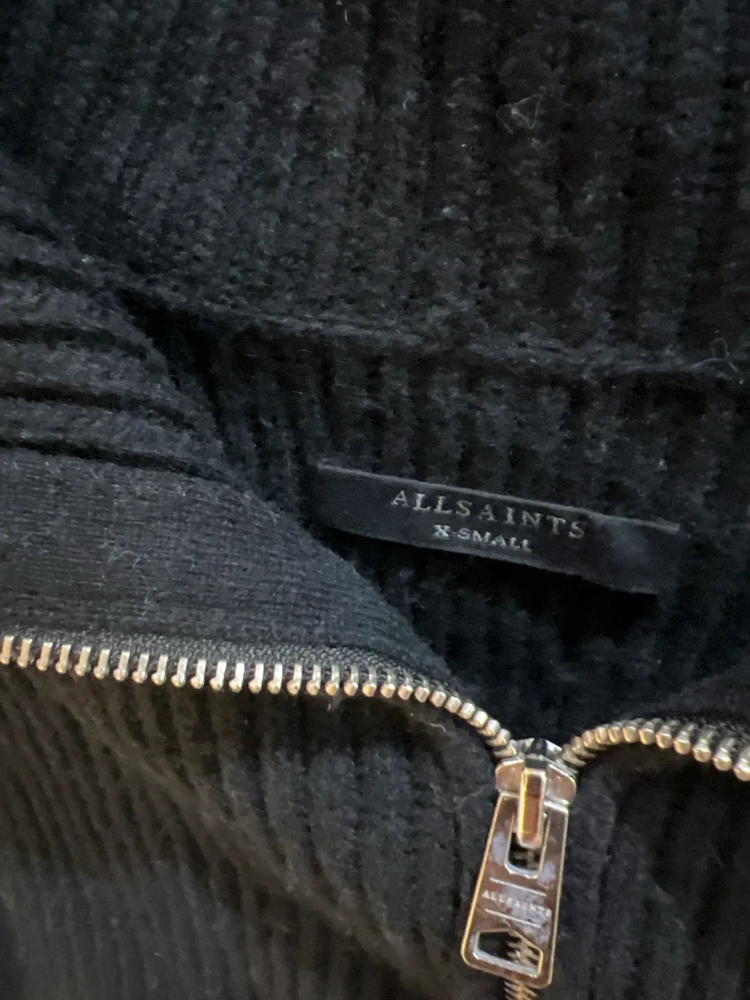 ALLSAINTS Black Ribbed Half-Zip Sweater - XS
