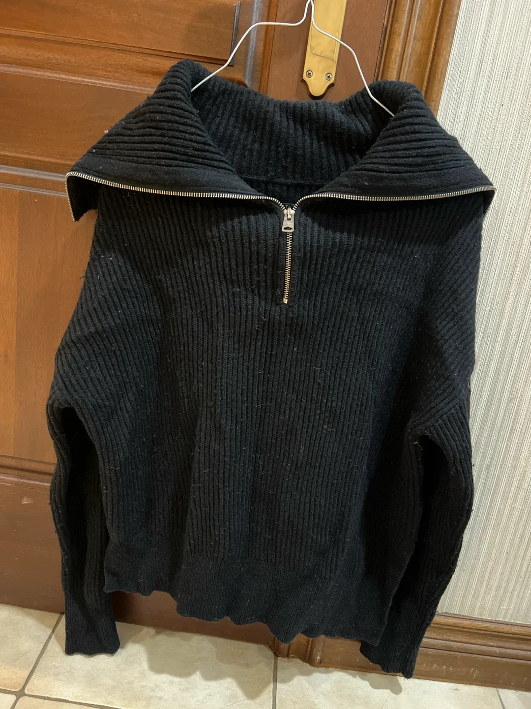 ALLSAINTS Black Ribbed Half-Zip Sweater - XS - photo 2