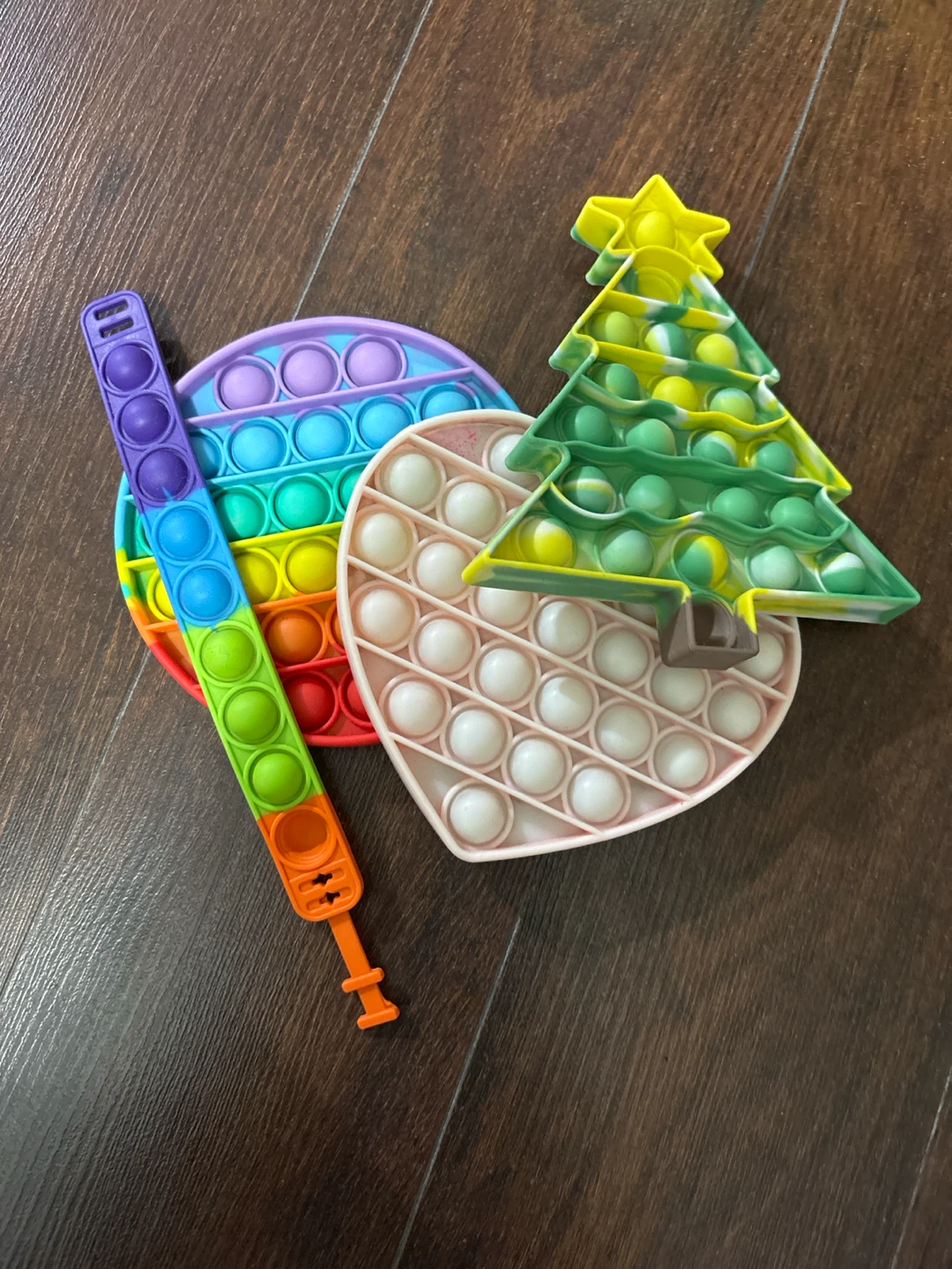 3 Pack Pop It Fidget Toys - Rainbow, Heart, Christmas Tree