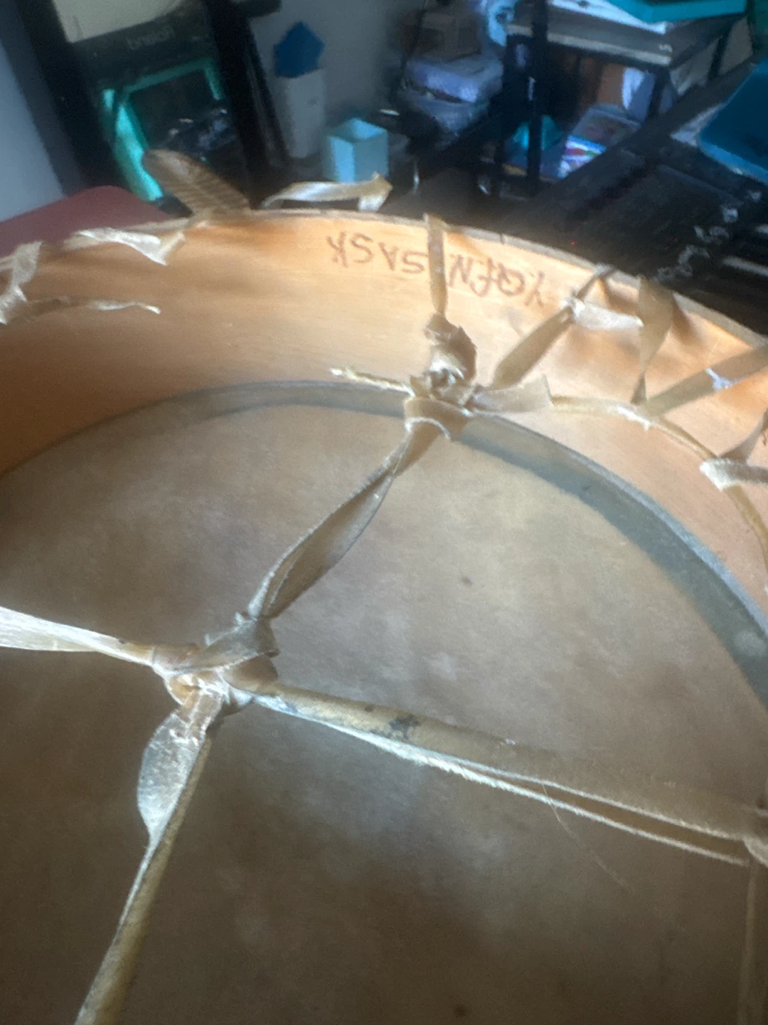 Hand-Painted Drum with Eagle Design - photo 4