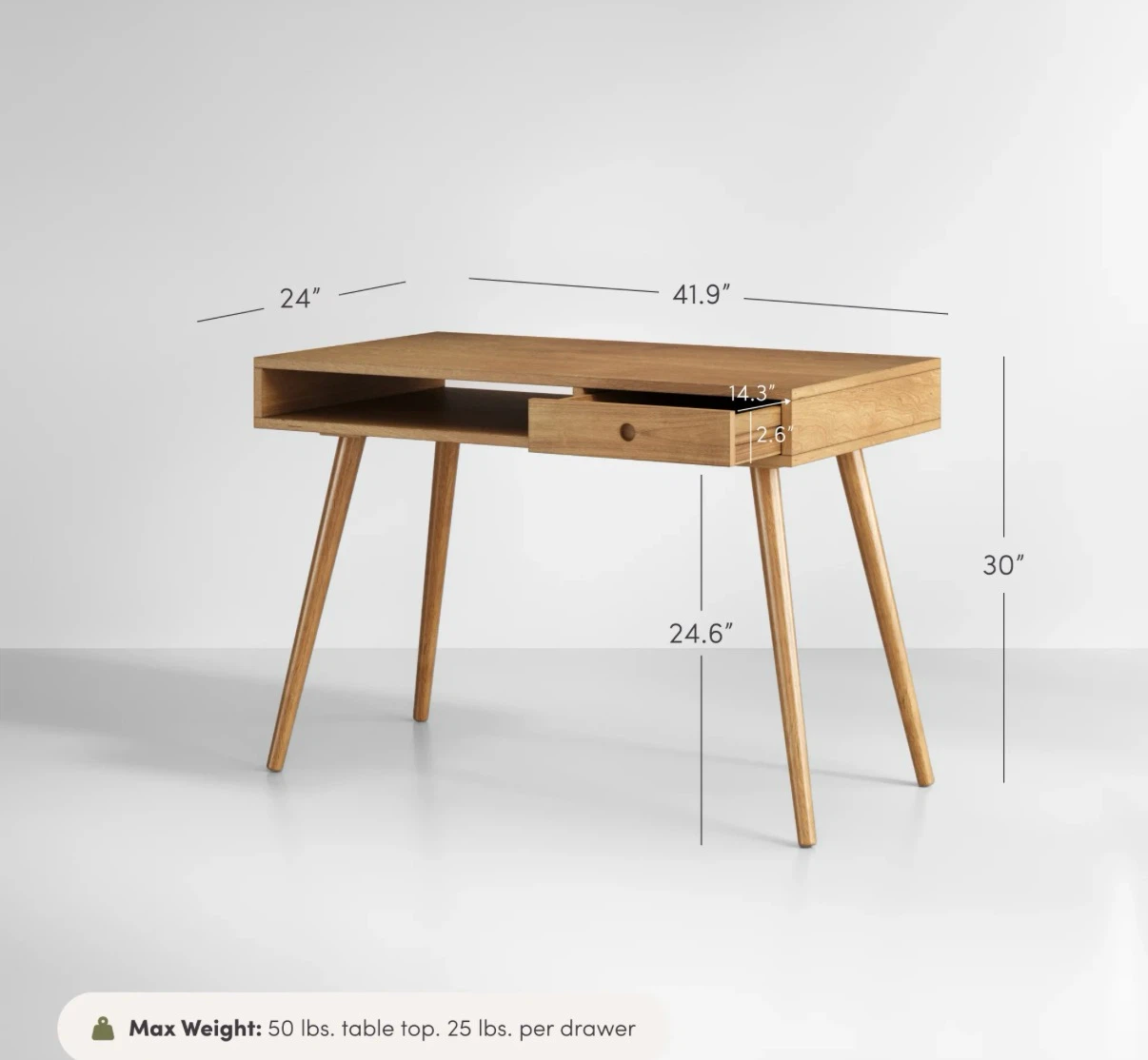 NATHAN JAMES Wooden Desk with Drawer and Open Shelf - photo 4