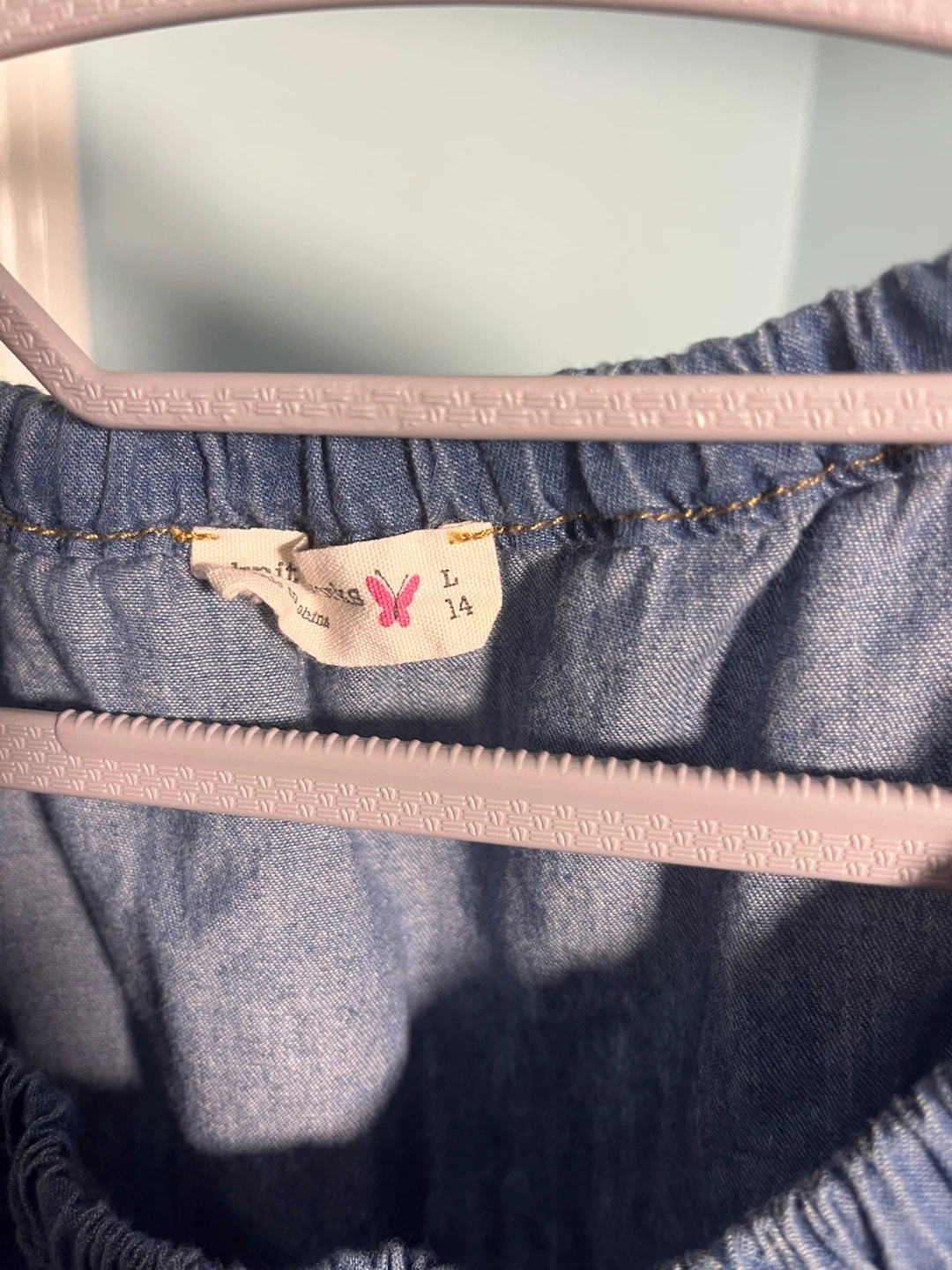 Denim off-the-shoulder puff sleeve top size L - photo 4