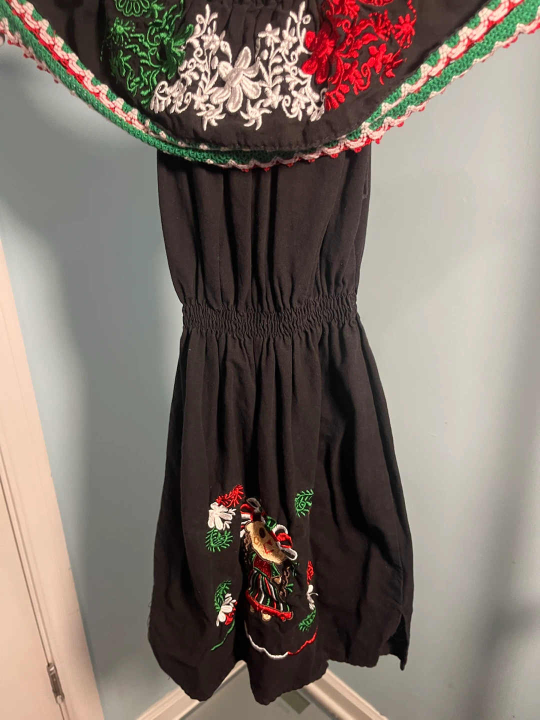 Black Embroidered Off-the-Shoulder Dress