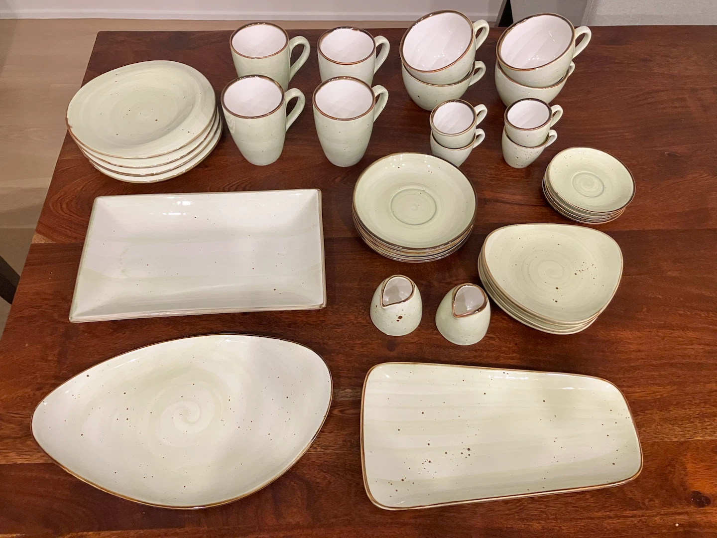 Light Green Speckled Ceramic Coffee/Tea Set