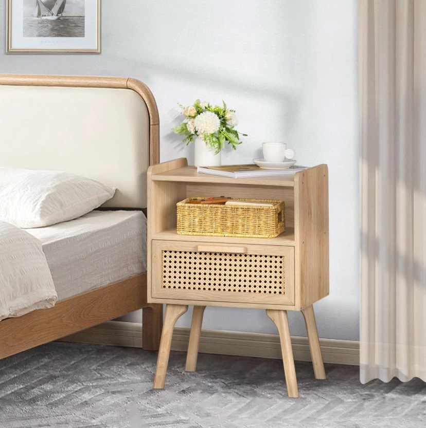 New Rattan Nightstand Side Table