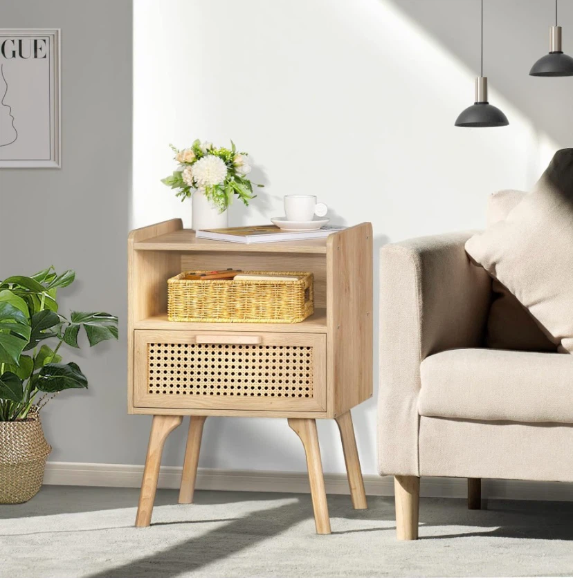 New Rattan Nightstand Side Table - photo 3