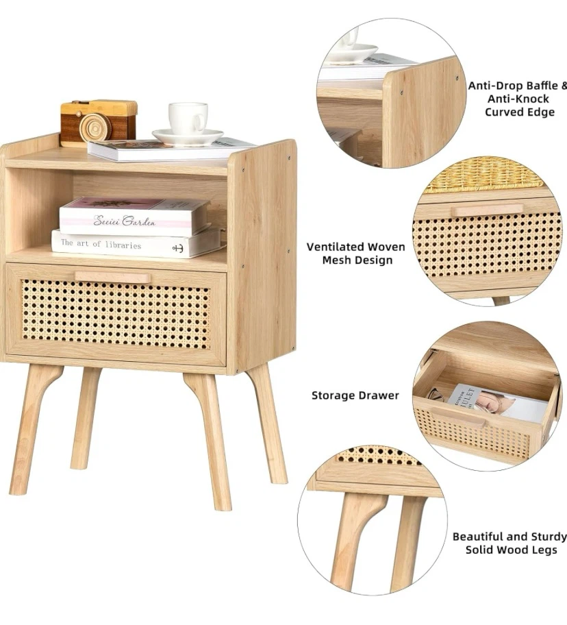 New Rattan Nightstand Side Table - photo 4