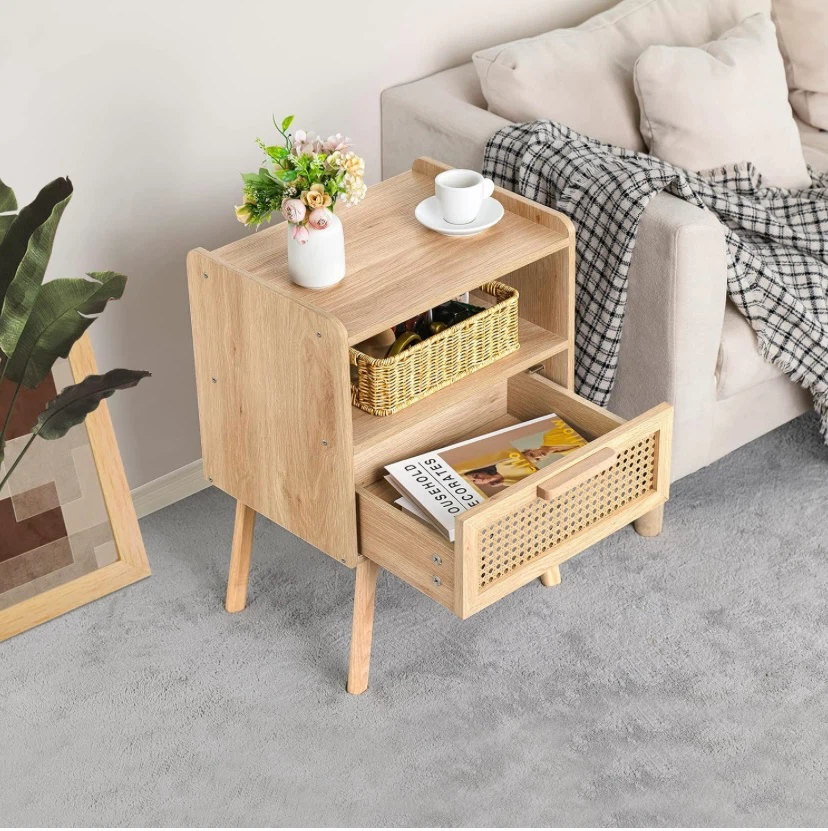 New Rattan Nightstand Side Table - photo 5