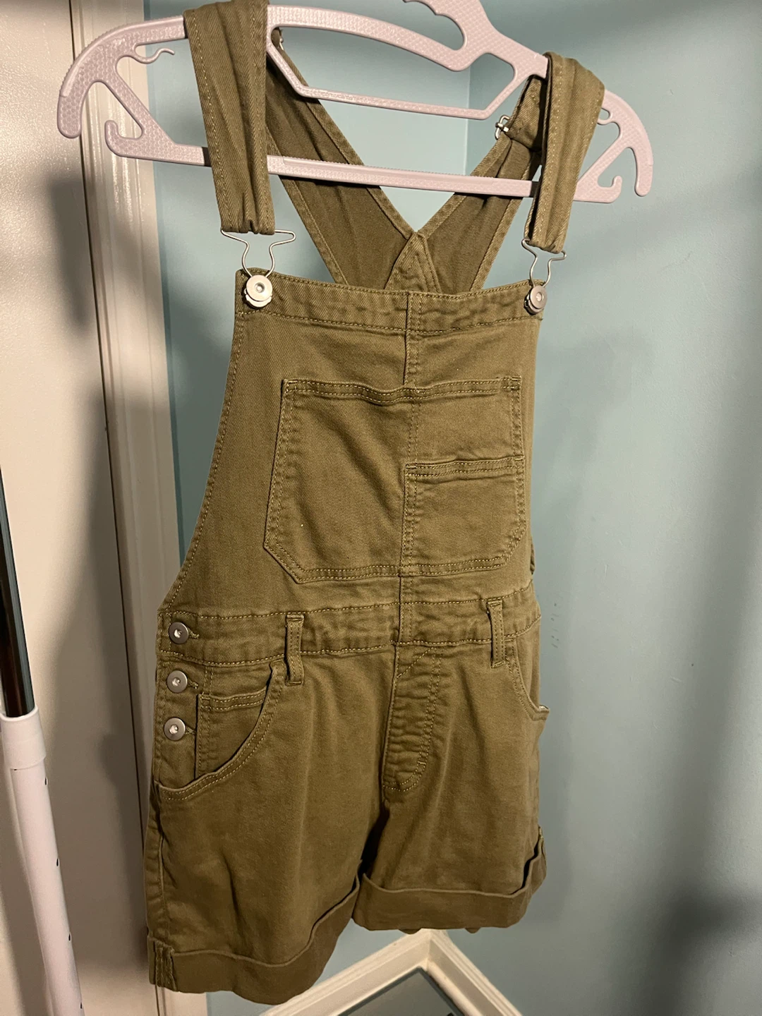No Boundaries Olive Green Short Overalls Size M - photo 2