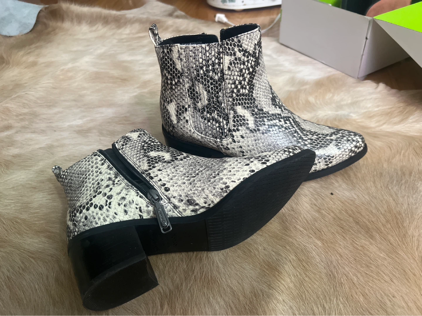 Blondo Waterproof Snake Print leather Ankle Boots
