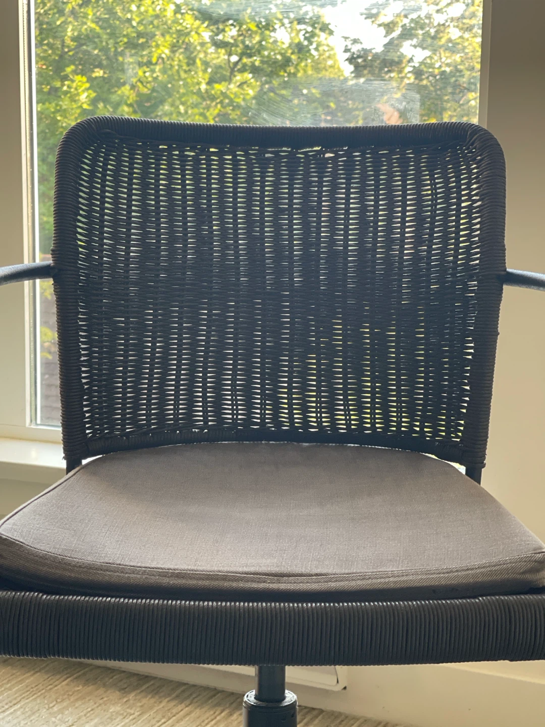 Dark Rattan Swivel Office Chair with Cushion - photo 3
