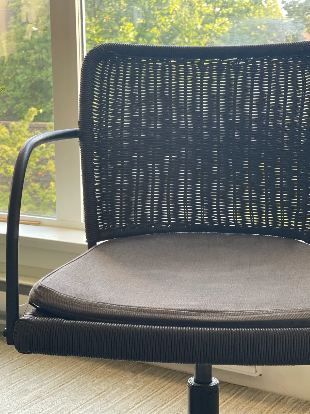 Dark Rattan Swivel Office Chair with Cushion - photo 4