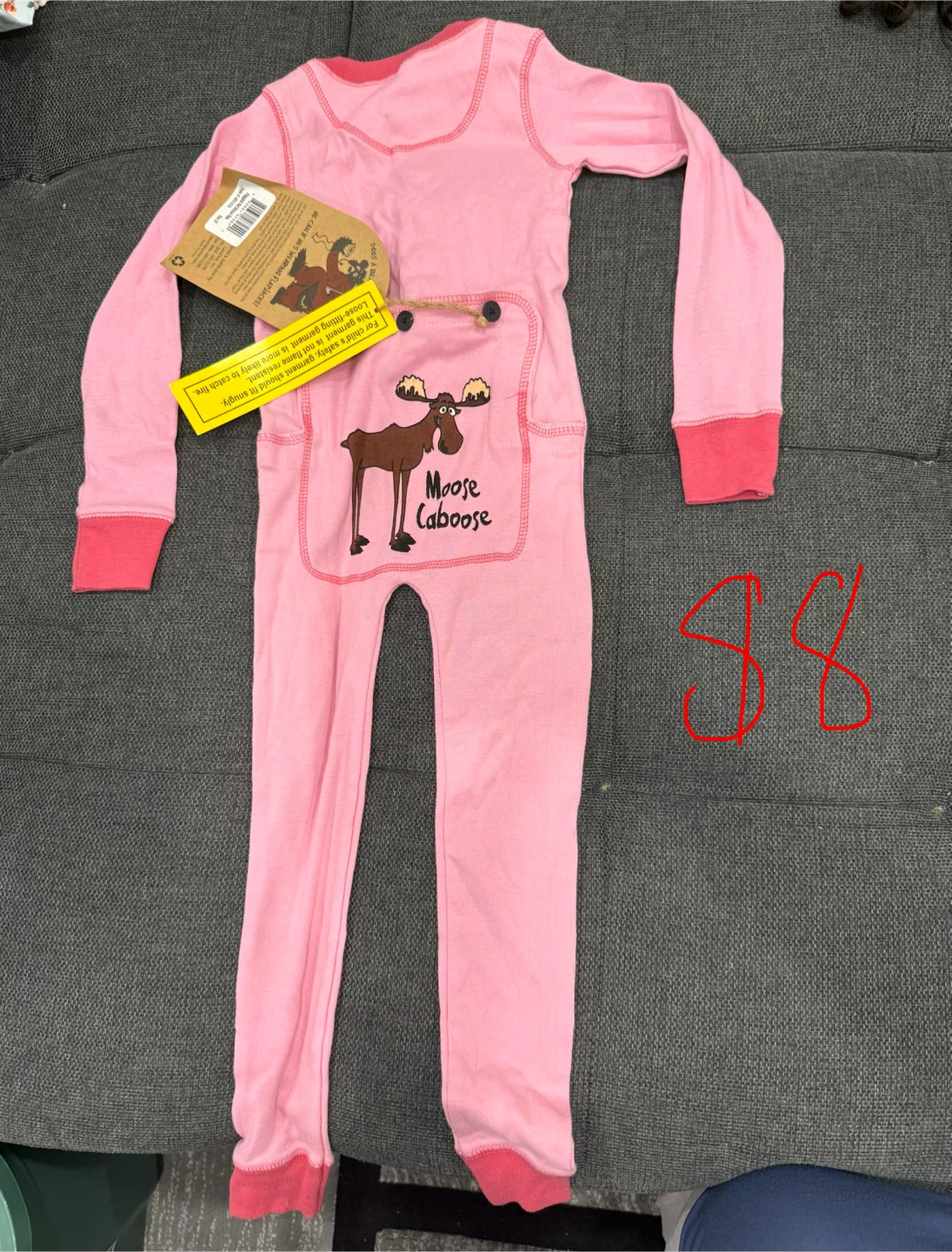 Lazy One Pink "Moose Caboose" Pajama Sleeper