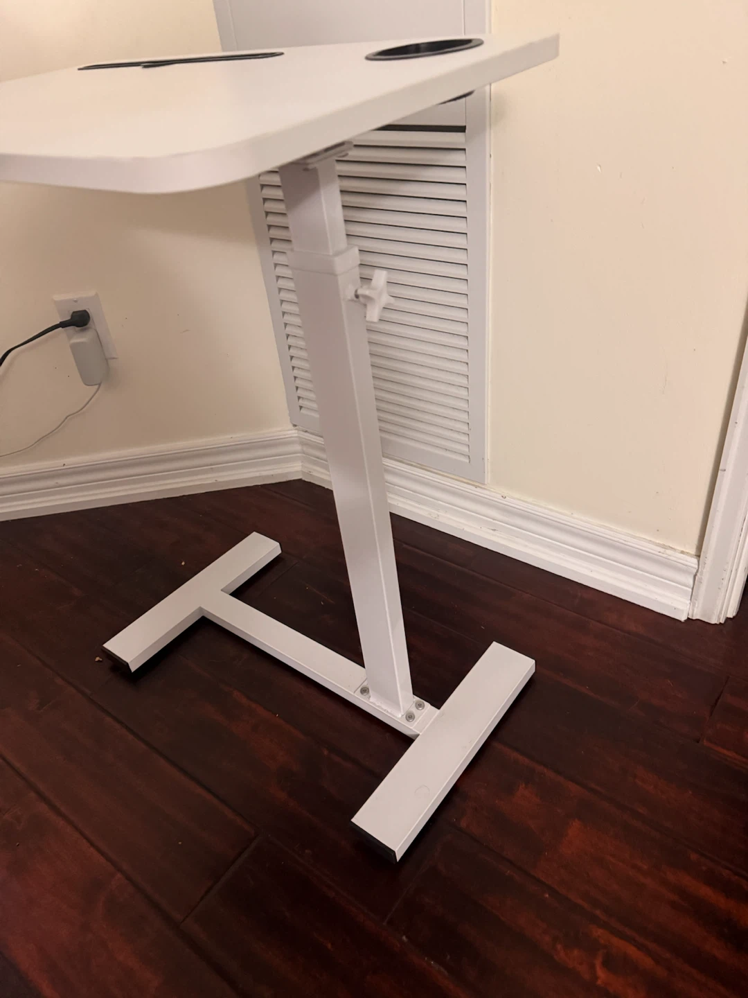 Adjustable White Bedside Table with Cup Holder - photo 2