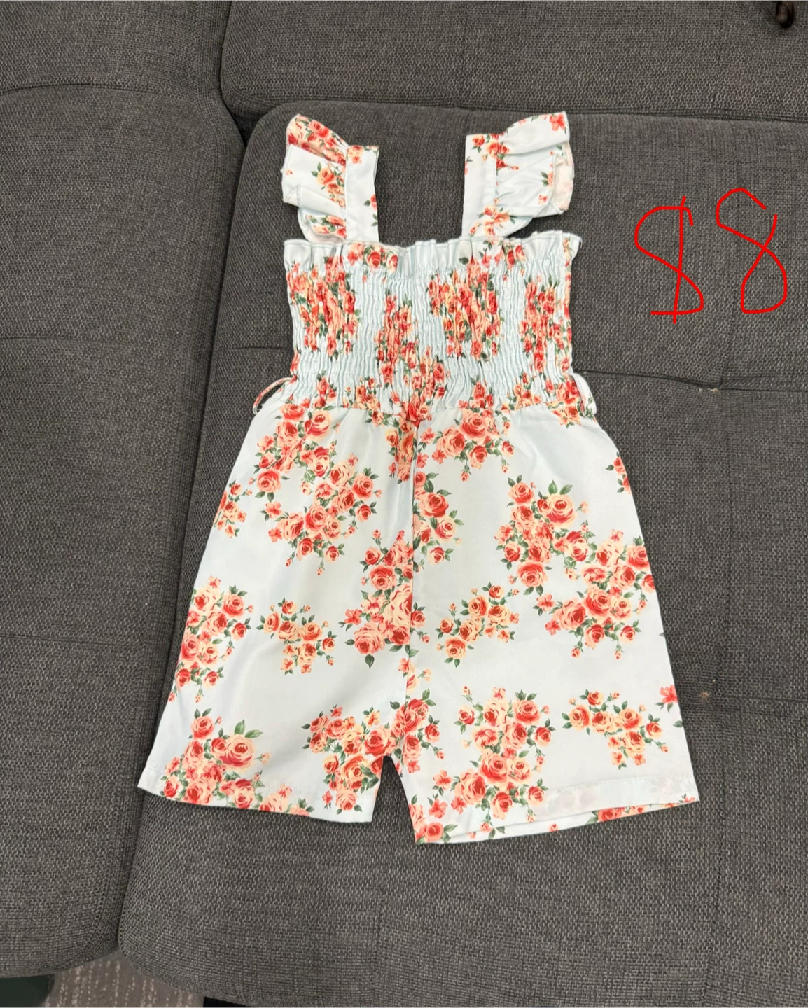 Floral Romper with Ruffled Straps