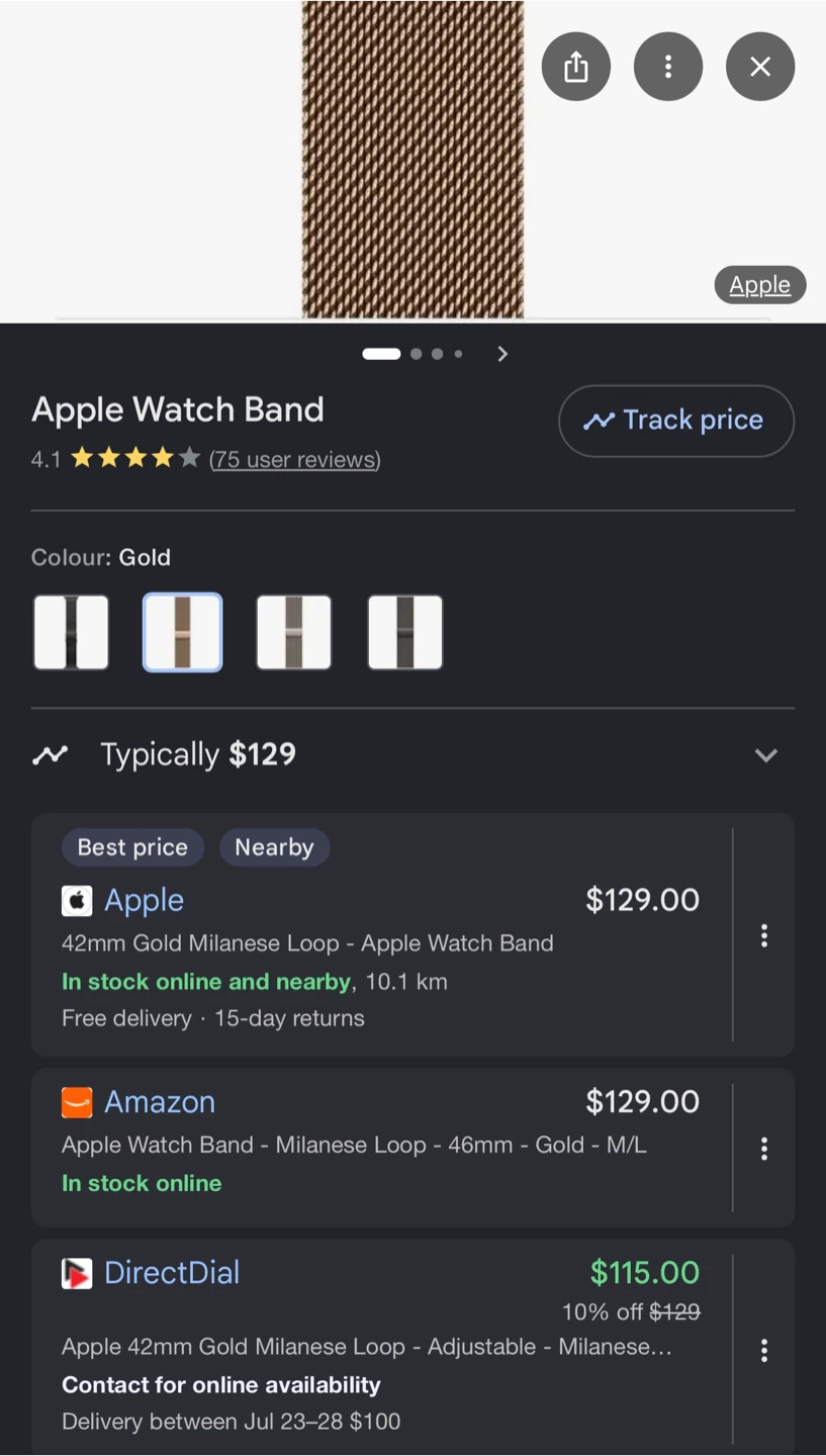 Apple Watch Gold Milanese Loop Band 40mm – Brand New