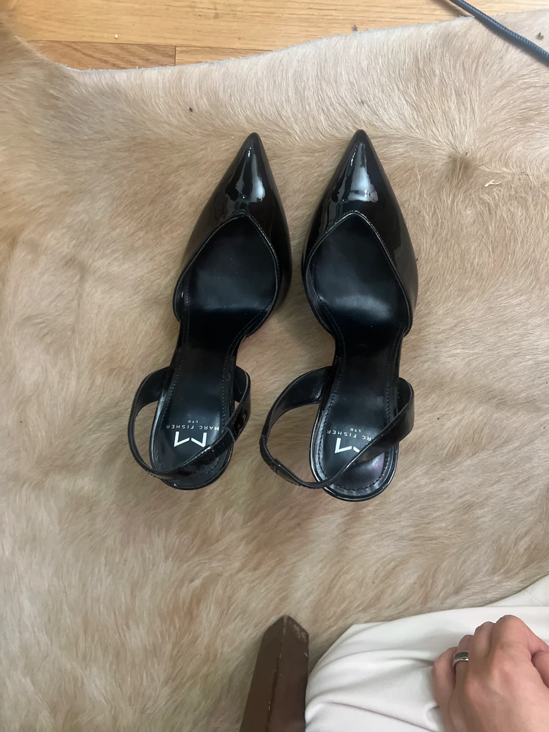 Marc Fisher Black Patent Slingback Heels
