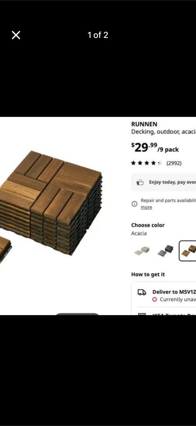 IKEA RUNNEN Outdoor Decking Tiles - Acacia - photo 2