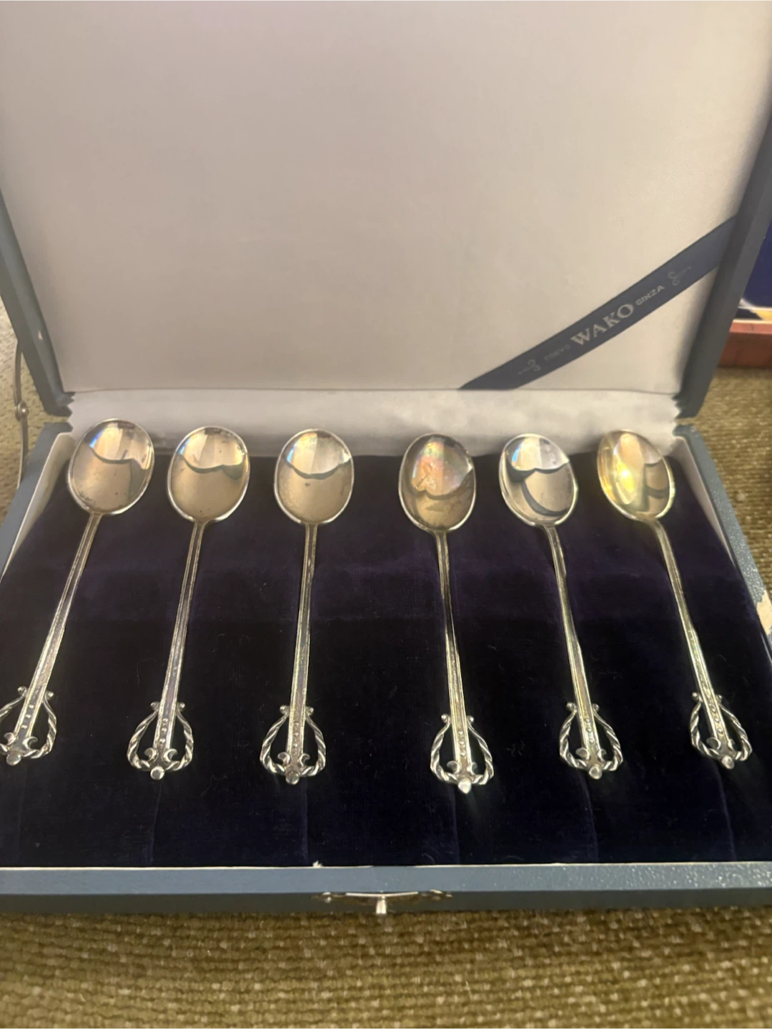 Set of 6 Wako Silver 950 Spoons