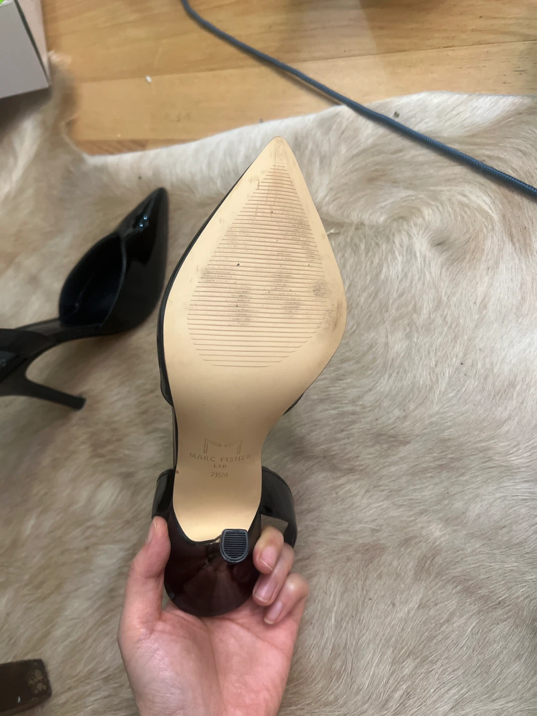 Marc Fisher Black Patent Slingback Heels - photo 3